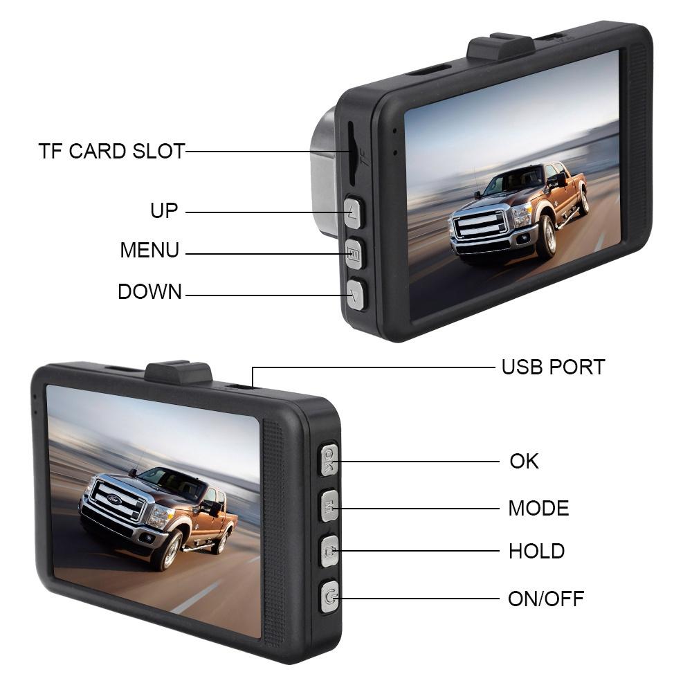 3 Inch HD Vehicle DVR Video Camera Recorder Dash Cam 1080P HDMI Wide Angle Night Vision Camera with Bracket