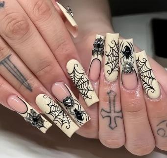 European And American Nail Art Dark Spice Girls Halloween Collection Bat Spider Skull Long Wear Armor
