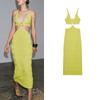 Summer New Product Women's Clothes Fashion Wind Metal Ring Decoration Cutout Sling Simple Knitting Dress 2756013