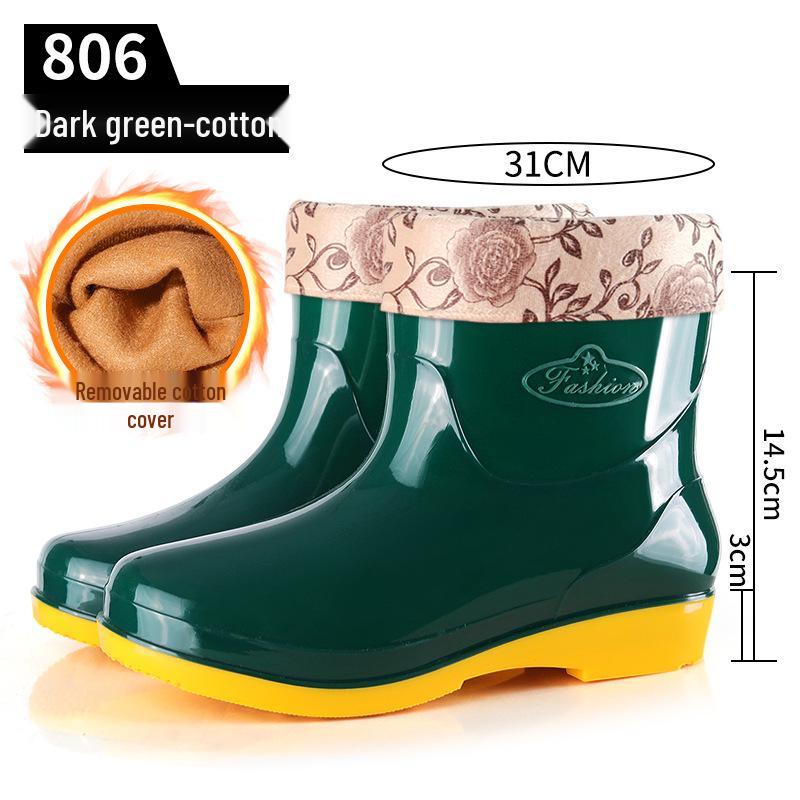 Simple Four Seasons Waterproof Women's High-Top Rain Boots and Shoes for Labor Protection and Cleaning