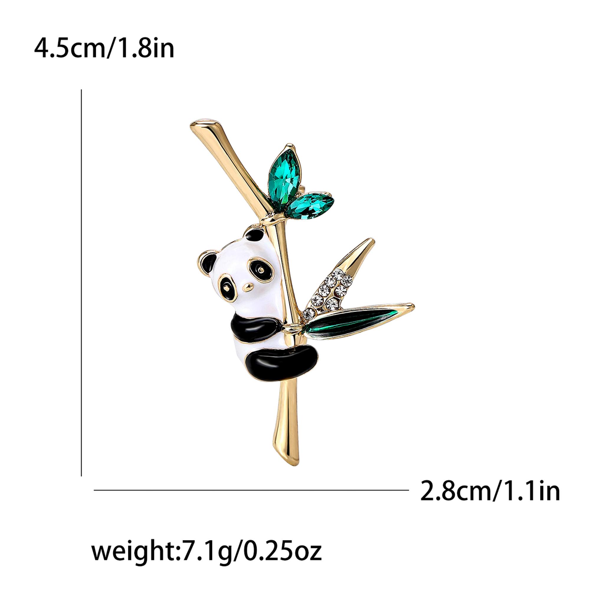 

Брошь в виде панды из бамбука со стразами для женщин, эмалевые булавки в виде животных, рюкзак для банкета, вечеринки, подарки, ювелирные изделия, аксессуары