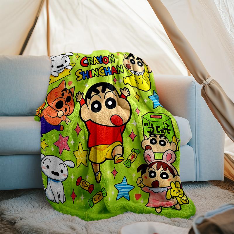 Crayon Shin-chan printed throw blanket—soft,warm;versatile blanket for all seasons—perfect as &air-conditioning throw,nap blanket
