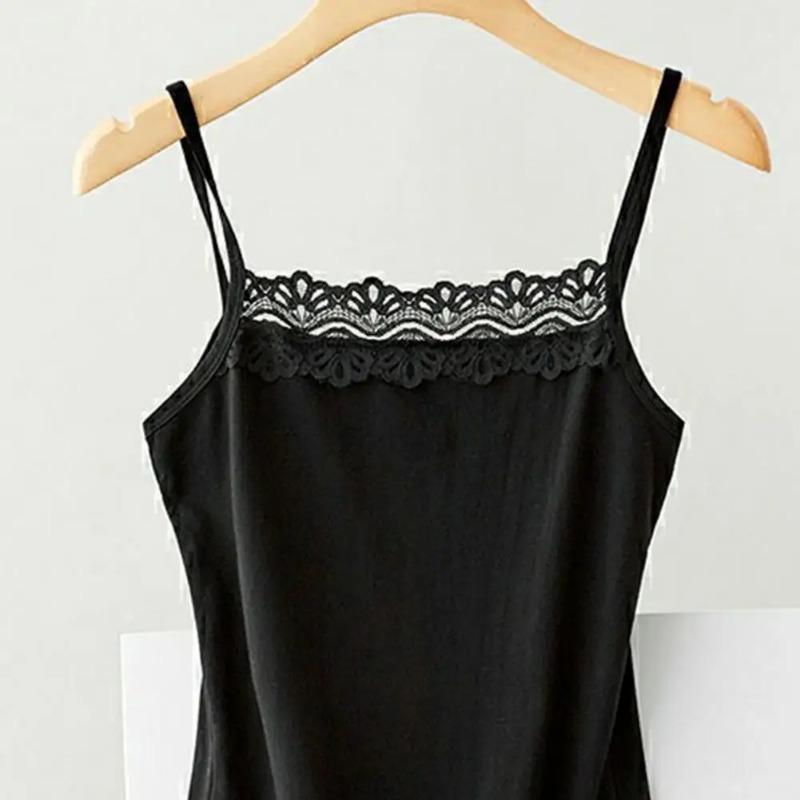 Frauen Top Spaghetti Strap Spitze Sommer Weste Square Neck Ärmelloses Sommer Leibchen Frauen Kleidung