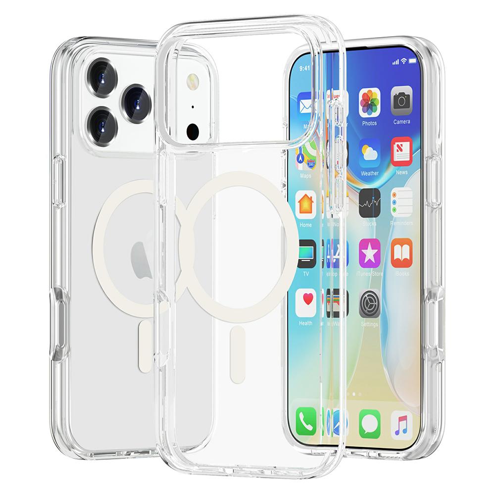 For iPhone 17 Pro Magnetic Case Compatible with MagSafe PC+TPU Clear Phone Cover
