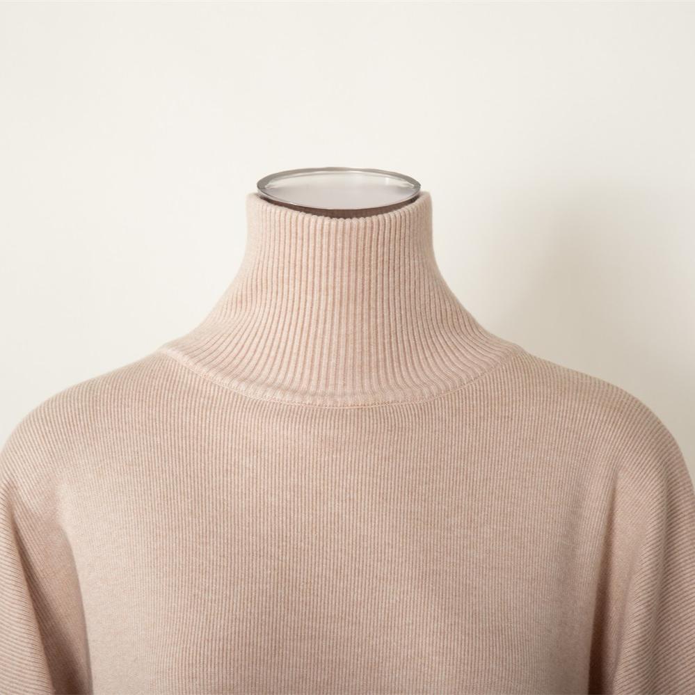 GMXIA Women's Half Turtleneck Sweater Set Irregular Bevelled Sweater + Knitted Wide Leg Pants Two Piece Set