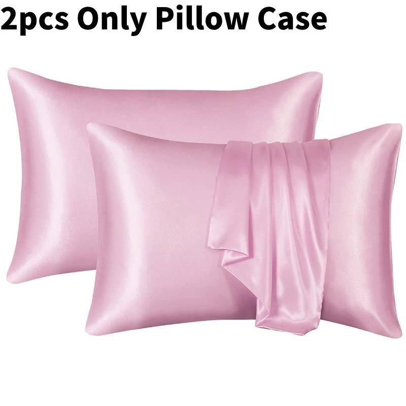 Luxurious Solid Color Satin Pillow Cases Set High Quality Soft Hypoallergenic Fabric
