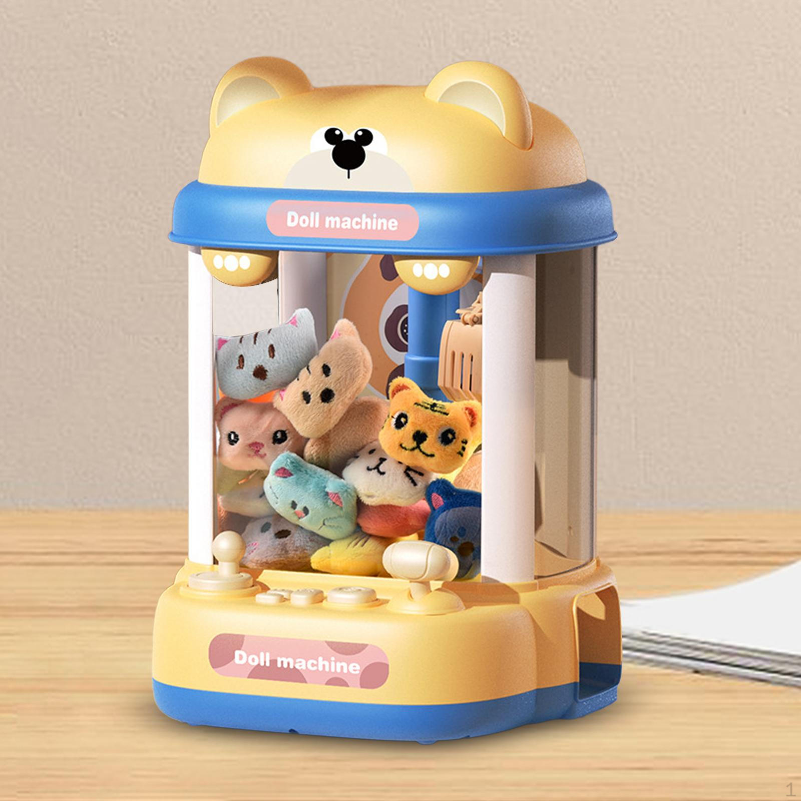 

Игровой автомат с когтями и подсветкой Мини-торговый автомат Забавная игрушка для помещений Музыка и 16 Dolls Yellow