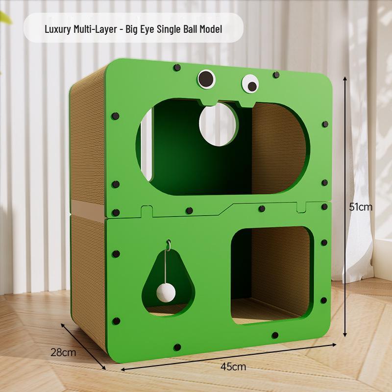 Scratch-Resistant Cat House with Integrated Scratching Board