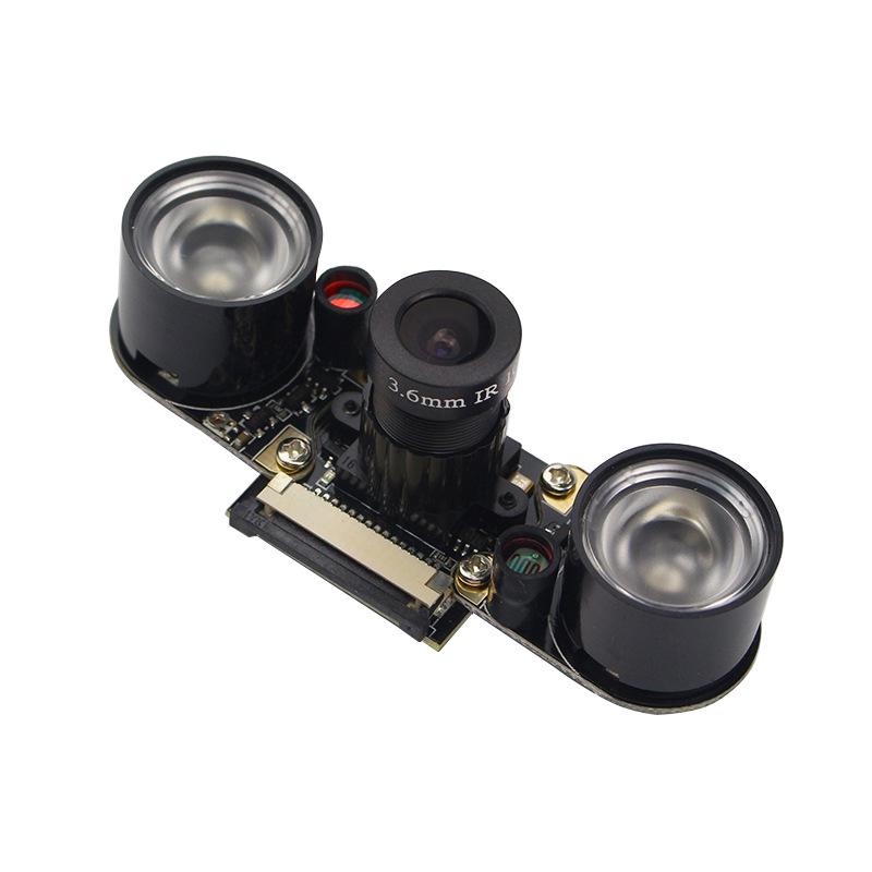 Adjustable Focus Night Vision Kit for Raspberry Pi 4B/3B+: Infrared Camera & Lamp with Soft Ribbon Cable