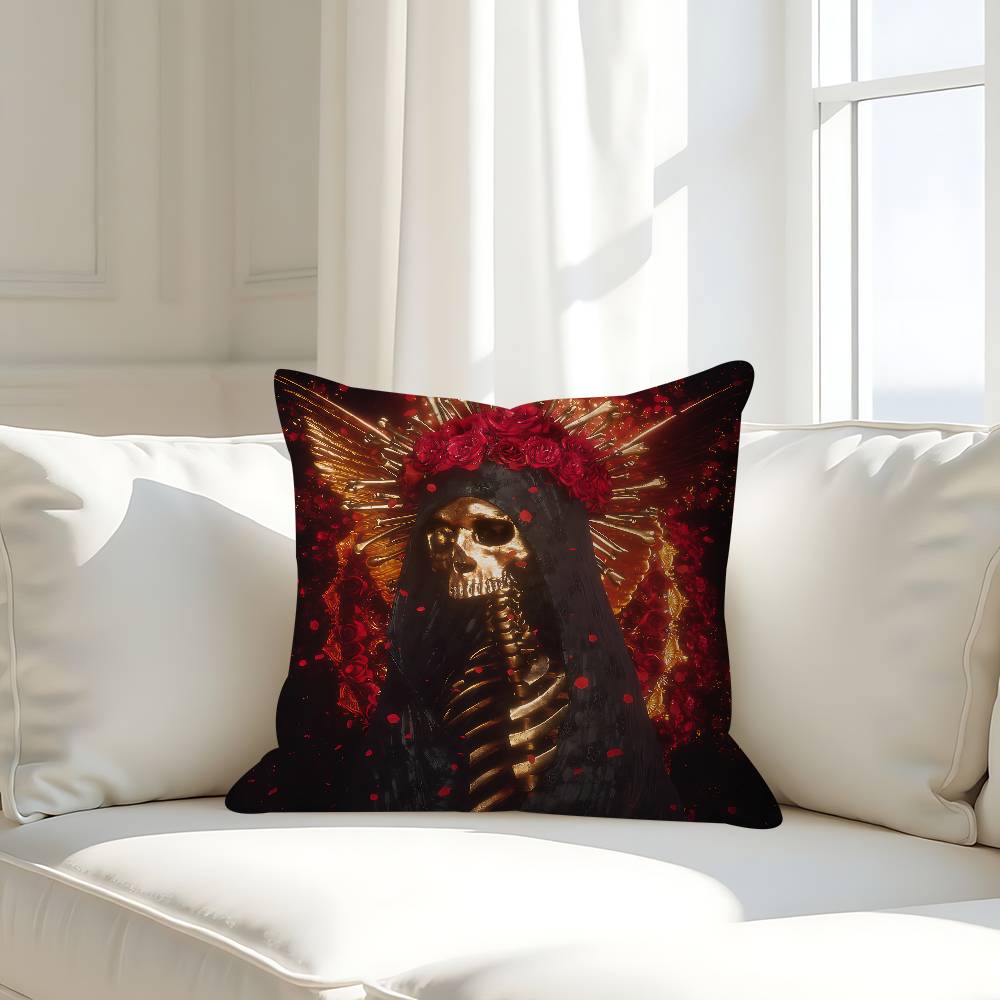 Gott mit uns Schädel 45*45cm Kissenbezug Dekokissenbezug Heimkissenbezug für Couchkissen