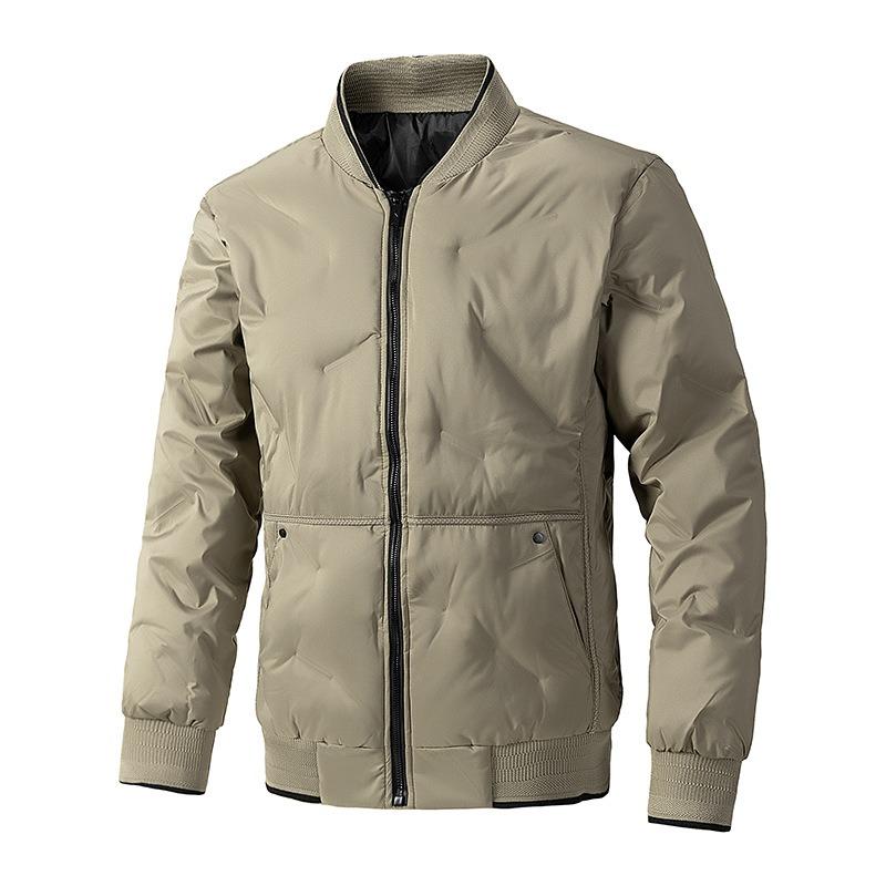 

New Down Cotton Clothes Men s Large Size Winter Thickened Warm Bread Clothes Short Baseball Collar Jacket Trendy M хаки