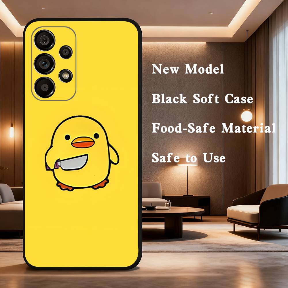 Cute Little Yellow Duck Case For Samsung Galaxy A73,52,71,53,32,72,41,J7,22,Note,31,8,9,Soft Black Silicone Cover