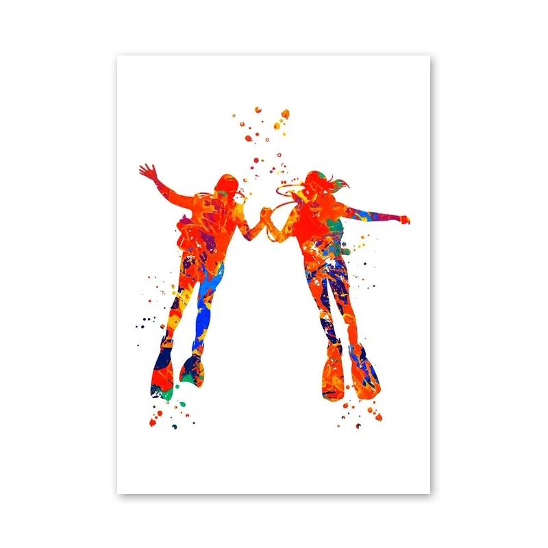 Abstract Watercolor Posters and Prints Young Basketball Players Modern Wall Art Canvas Painting for Sports Rooms Home Decoration