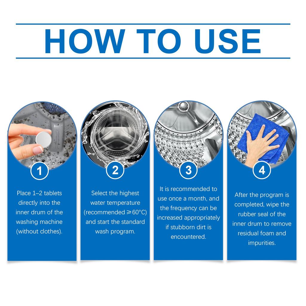 High Efficiency Washing Machine Cleaning Tablets, Washing Machine Cleaning Tablets Remove Dirt, Odor And Mold