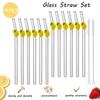 6/8/10/12/14Pcs Lemon Shaped Straw High Borosilicate Glass Straw Eco Friendly Drinking Straws Cocktail Smoothie Bar Accessories