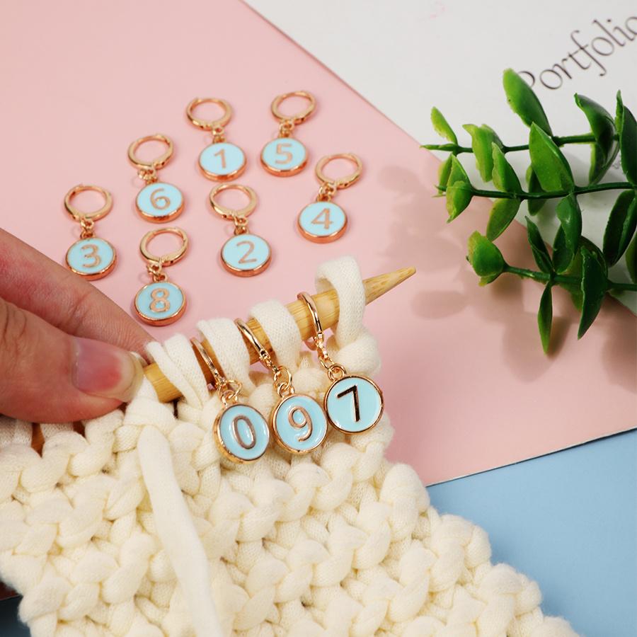 10pcs Number Markings Knitting Tools Metal Knitting Crochet Locking Stitch Markers Sweater Stitch Needle Clip Counter