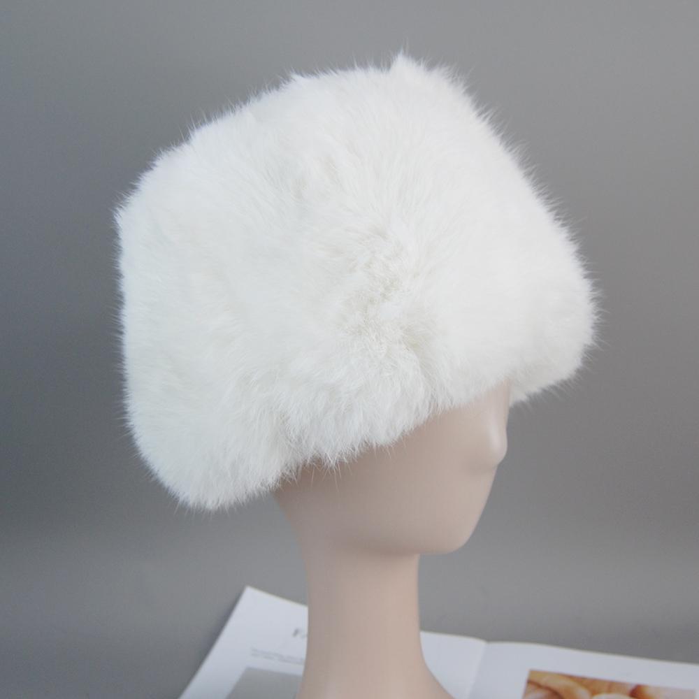 

Rabbit Fur Cap Man Winter Genuine 100% Fur Bomber Hat Windproof Warm Earmuff Male Flat Outdoor Warm Russian Hat Fitted Casquette 55-56CM