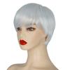 MERISIHAIR Short Hair Wig with Bangs Pixie Cut with Highlights Synthetic Short Straight Haircut For Silver White Women