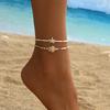 2Pcs Starfish Beaded Beaded Anklets Chain Set Bohemian Style Foot Bracelets  Jewelry Accessories