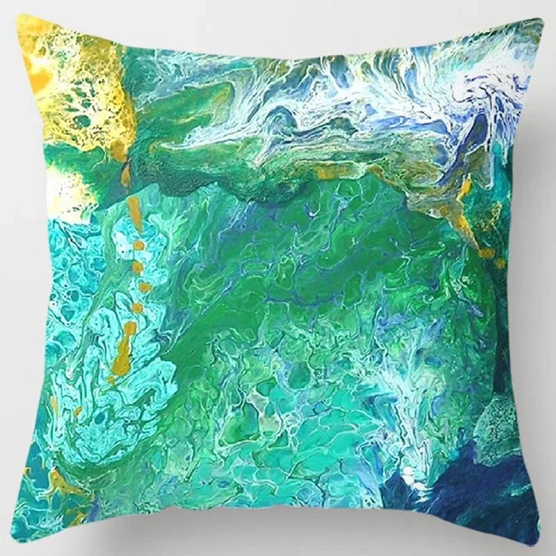 Blue Wave Pattern Cushion Cover for Home Living Room Sofa Office Decoration Throw Pillow