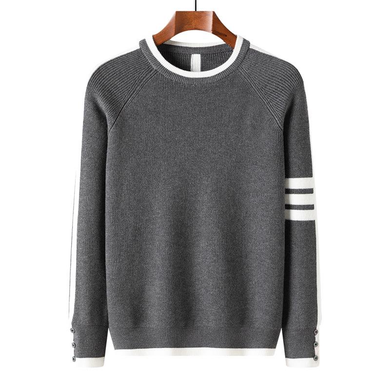 Pánský vysoce kvalitní teplý úpletový svetr s kulatým výstřihem Podzim/Zima 2025