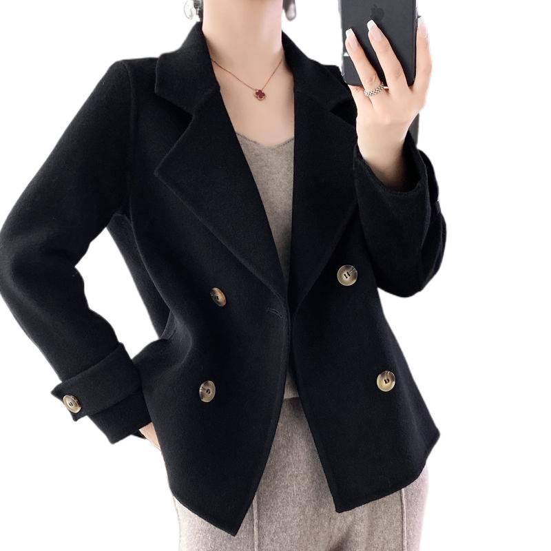 Women's 2025 Double-Faced Wool Short Coat - Little Fragrant Style Loose Trench