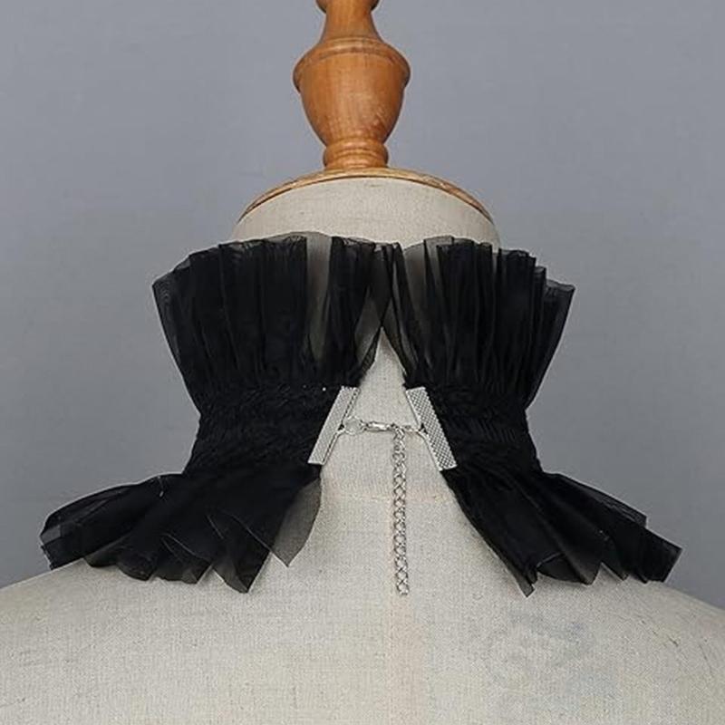 Colletto a Ruffle in Pizzo Vittoriano Staccabile Accessorio per Costume Punk Faux Collar per Spettacolo Teatrale Evento Formale
