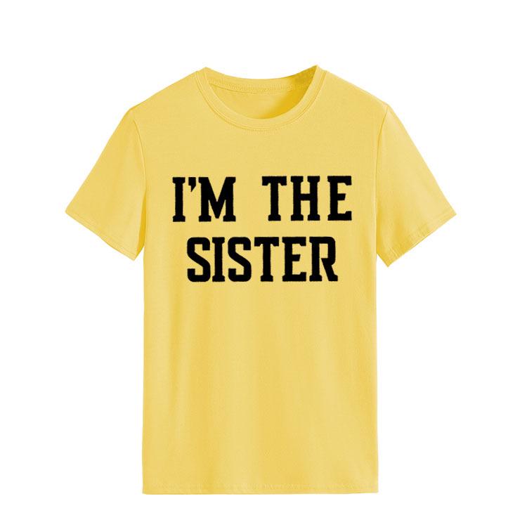 "I'M THE SISTER" Letter Print Women's Short-Sleeve T-Shirt - European & US Style Cross-Border Fashion.