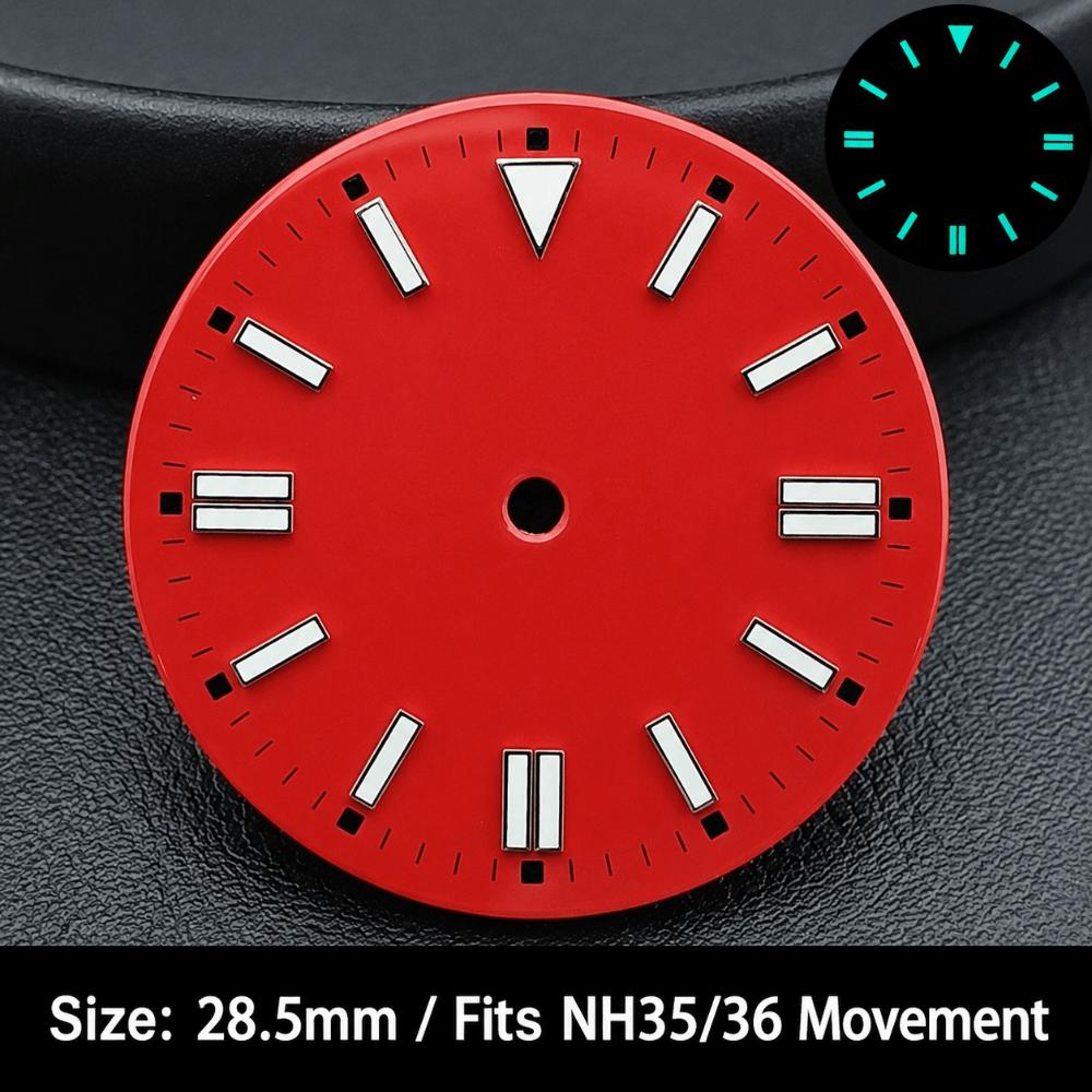 28.5MM Dial Size Green Luminous Dial Colorful Watch Movement Dial for NH35 8215 2836 Watch