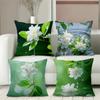 Cuscini Decorativi con Motivo Floreale di Gelsomino Verde Federa in Poliestere, Copricuscino Decorativo per Divano Cuscino per Testiera