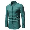 New Men's Trend Solid Colour Retro Style Casual Long-sleeved Shirt Men's Fashion Tops
