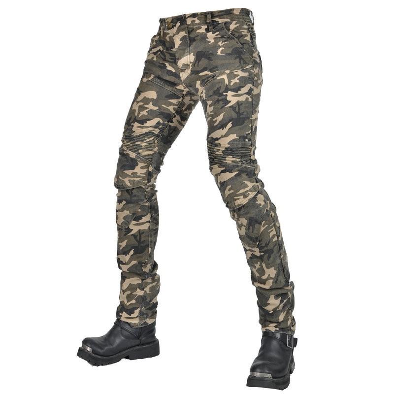 Mens Motorcycle Riding Pants With Silicone Padding Camo Stretch Fit Anti-Fall Protection Use