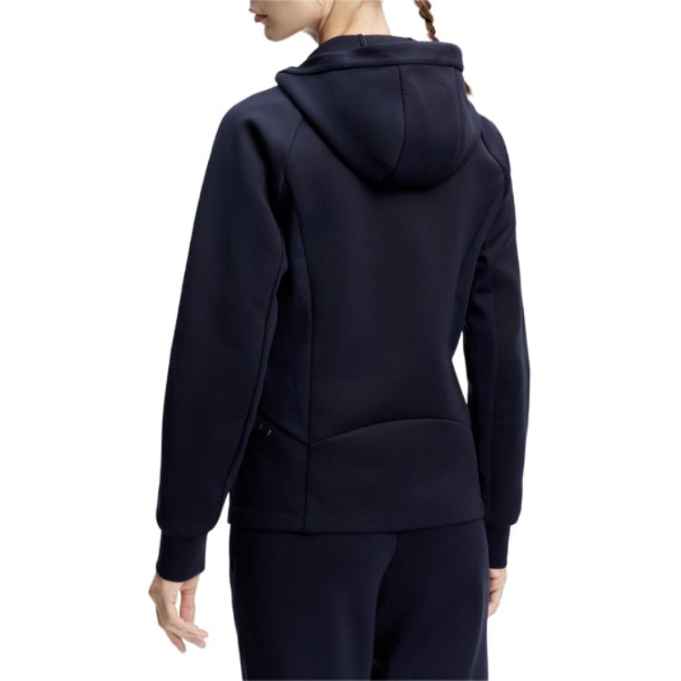 Fila Solid Color Hooded Fitness Knit Jacket Women Jackets Dark-Blue A11W411507F-NV