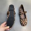Fashion IPPEUM Leopard Ballet Flats Shoes Buckle 2025 Brown Black Vintage Ballerina Shoes