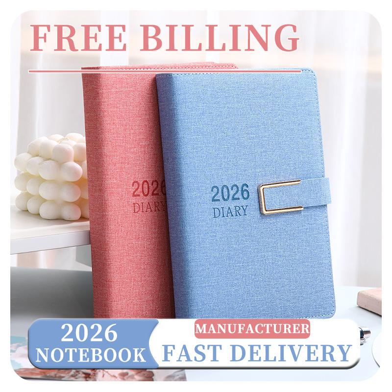Custom 2026 A5 PU Leather Hardcover Journal Notebook Printed Planner Diary Weekly Monthly Schedule Personalizados for Business