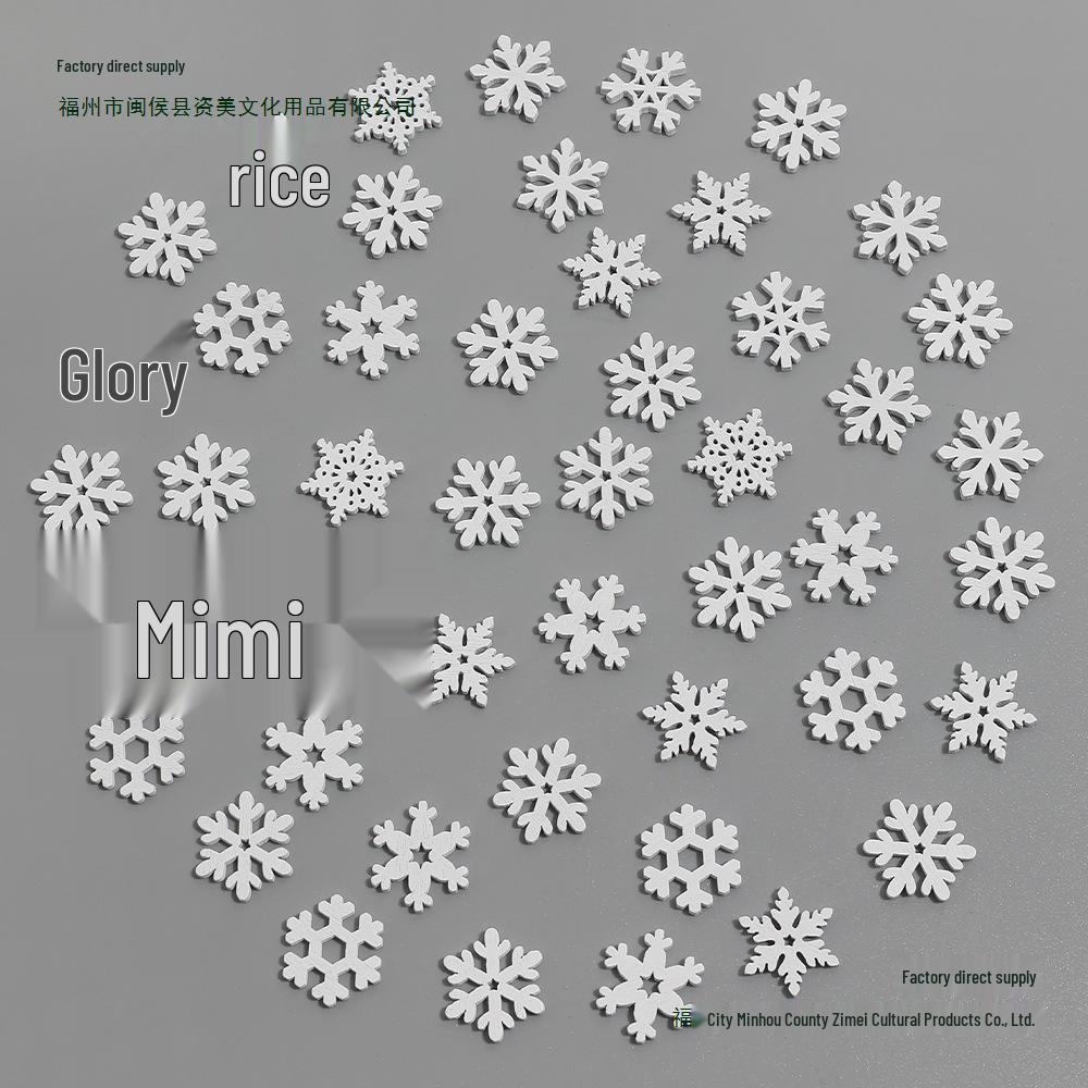 20MM Handmade White Wooden Snowflake Chips for DIY Christmas Decoration