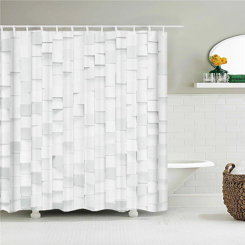 High Quality Washable Fabric Bathroom Curtains 3D Printing Shower Curtain Polyester Bath Screens Home Decoration With 12 Hooks