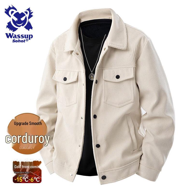 Wassup Sohot Men s Corduroy Casual Jacket 5XL