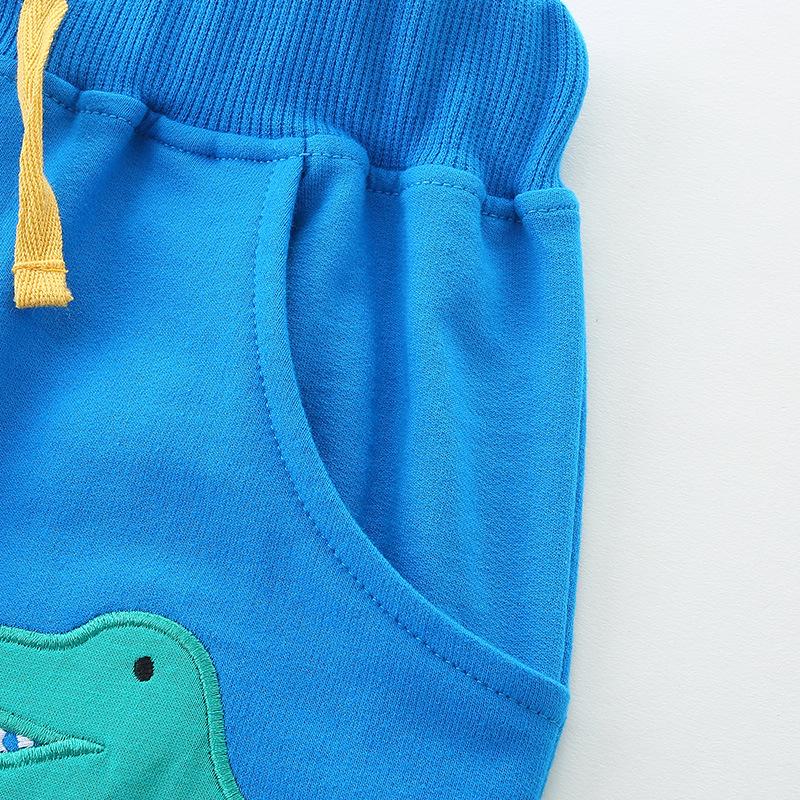 European Style Boys' Cartoon Dinosaur Embroidered Shorts, Summer Capris for Medium and Small Children