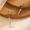 1pair Retro Gothic Dagger Stud Earrings with Artificial Crystal Decor, Cool Halloween Holiday Gifts