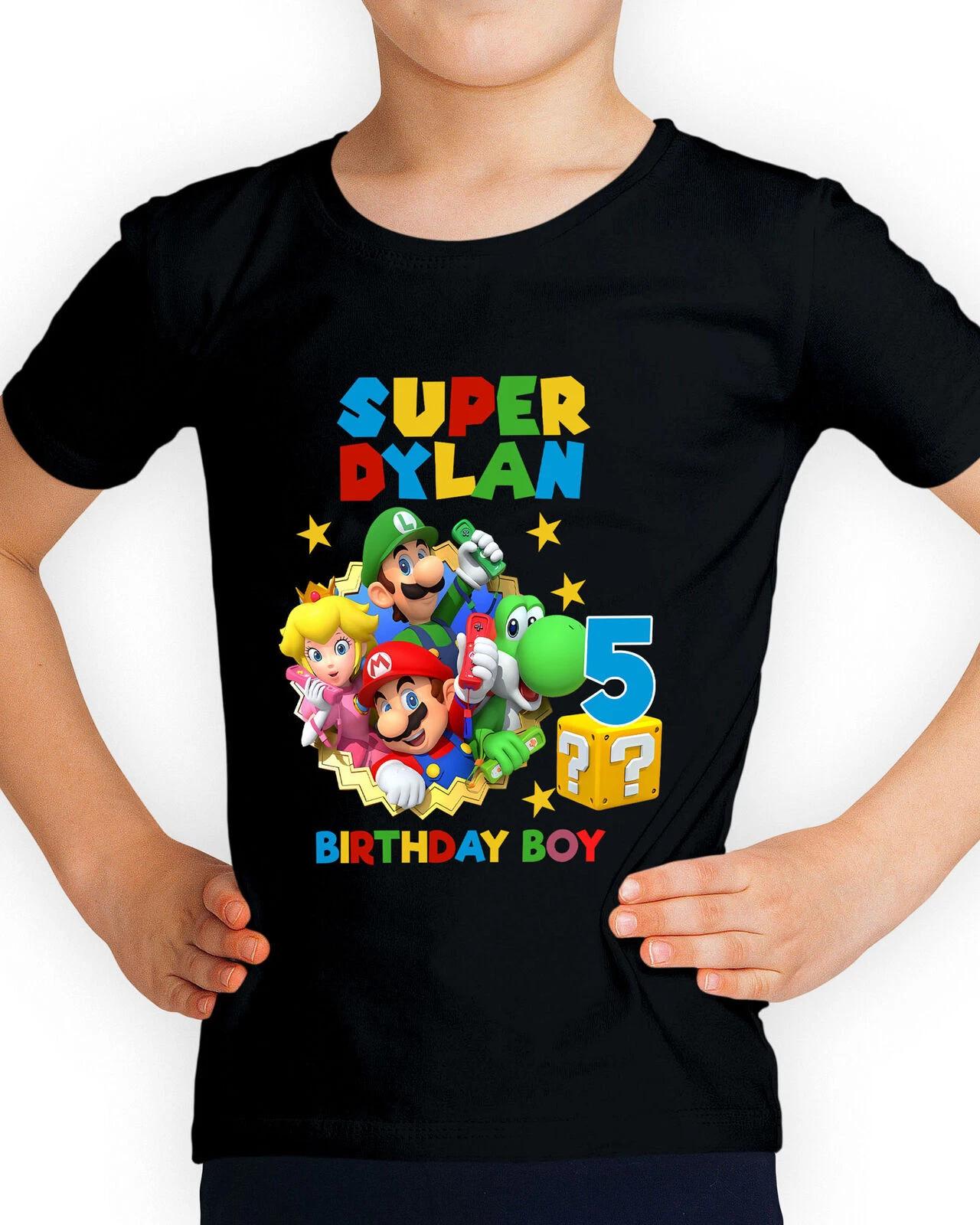 Personalised Your Age Birthday Boy Super Mario Custom Kids T-Shirts #UJG#2 160