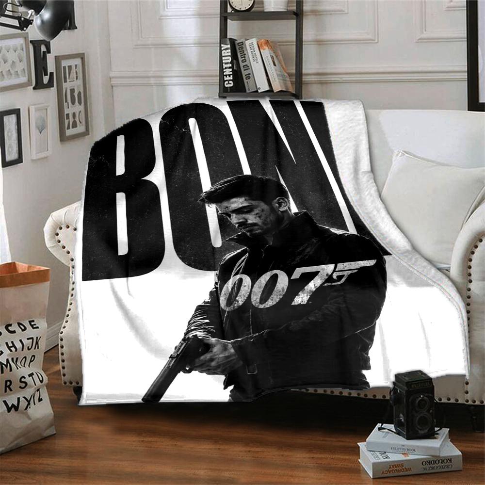 007 James Bond Theme Printed Blanket - Perfect for Couch, Bed, Travel & Outdoor Use | Machine Washable, Cozy & Durable.