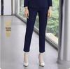 Navy Blue Shawl Collar Women's Slim Fit Business Suit Trousers for Spring and Autumn