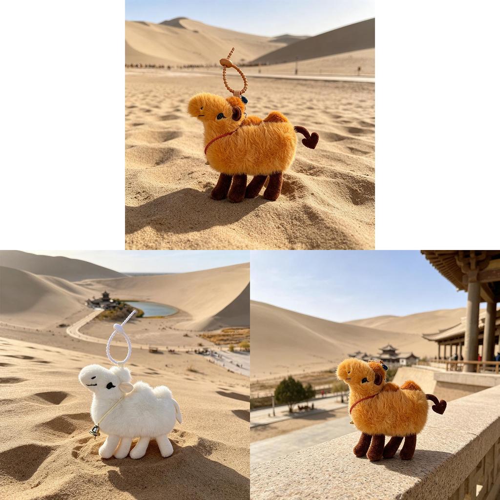Cute Desert Camel Plush Keychain With Pp Cotton Filling For Travel Accessories And Gifts
