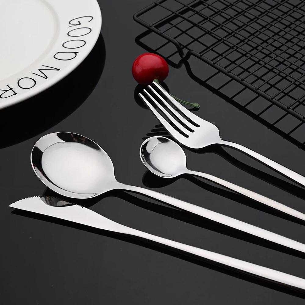 24 Teile/satz Spiegel Besteck Set Edelstahl Besteck Set Gabel Löffel Messer Abendessen Set Gold Geschirr Set Küche Besteck