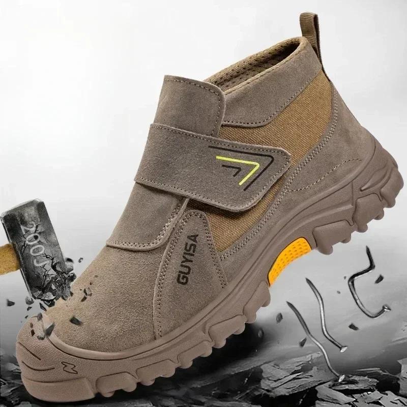 Welding Safety Shoes - Anti-Scald Steel Toe Boots for Men/Women, Anti-Smash & Puncture Proof, Wear-Resistant Suede Work Shoes