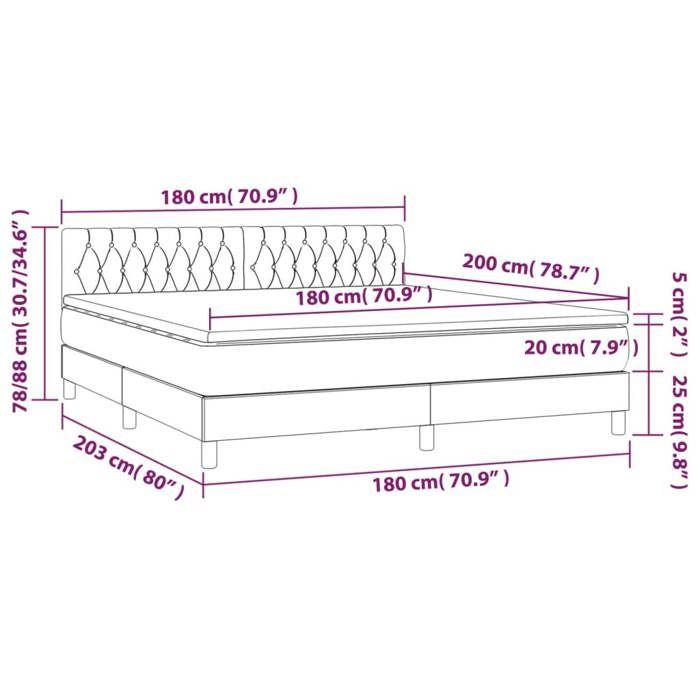 3141499 vidaXL Divan Bed with Mattress Black 180x200 Cm Velvet
