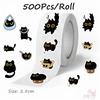 500Pcs/Roll Q Funny Black Cats Kids Rewards Stickers - DIY Scrapbooks Album Decor Sealing Label Decals