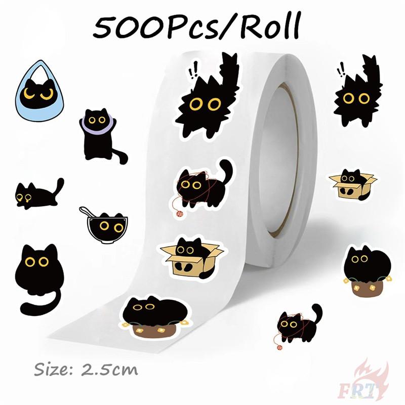 500Pcs/Roll Q Funny Black Cats Kids Rewards Stickers - DIY Scrapbooks Album Decor Sealing Label Decals