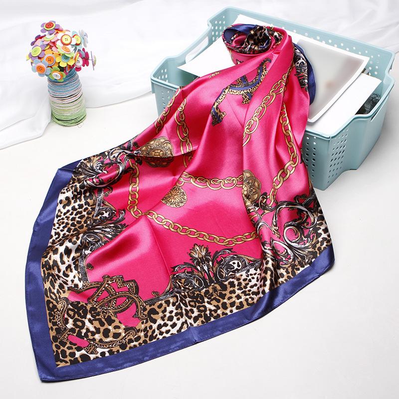 New Women Silk Scarf For Neck Hair Designer Bag Warp Soft Neckerchief Hijab Headscarf Female Foulard Print Paisley Scarf 90*90cm